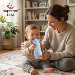 Elephant Glass Baby Feeding Bottle 180ml | BPA-Free Infant Milk & Water Bottle with Easy-Grip Handles, Protective 3D Silicone Sleeve | Clear Measurement Marks for Newborns, Infants & Toddlers (Blue), photo 3