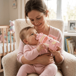 Elephant Glass Baby Feeding Bottle 180ml | BPA-Free Infant Milk & Water Bottle with Easy-Grip Handles, Protective 3D Silicone Sleeve | Clear Measurement Marks for Newborns, Infants & Toddlers (Pink), photo 3