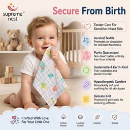 6-Layer Muslin Baby Washcloths | Ultra Soft Cotton Face Towels, Reusable Baby Wipes | Mini Burp Cloths, Highly Absorbent Bath Cloths for Newborns | Infants & Baby Care (5 Pcs), photo 2