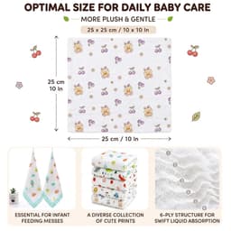 6-Layer Muslin Baby Washcloths | Ultra Soft Cotton Face Towels, Reusable Baby Wipes | Mini Burp Cloths, Highly Absorbent Bath Cloths for Newborns | Infants & Baby Care (5 Pcs), photo 4