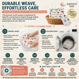 6-Layer Muslin Baby Washcloths | Ultra Soft Cotton Face Towels, Reusable Baby Wipes | Mini Burp Cloths, Highly Absorbent Bath Cloths for Newborns | Infants & Baby Care (5 Pcs), photo 5