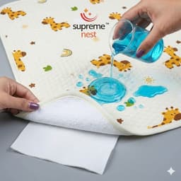 Supremenest Waterproof Cotton Bedwetting Sheet | Reusable Quick Dry Absorbent Bed Pad with TPU Layer | Machine Washable Bed Protector for Baby, Adult (1, Giraffe & Rainbow, Large (47 x 40 Inch)), photo 1
